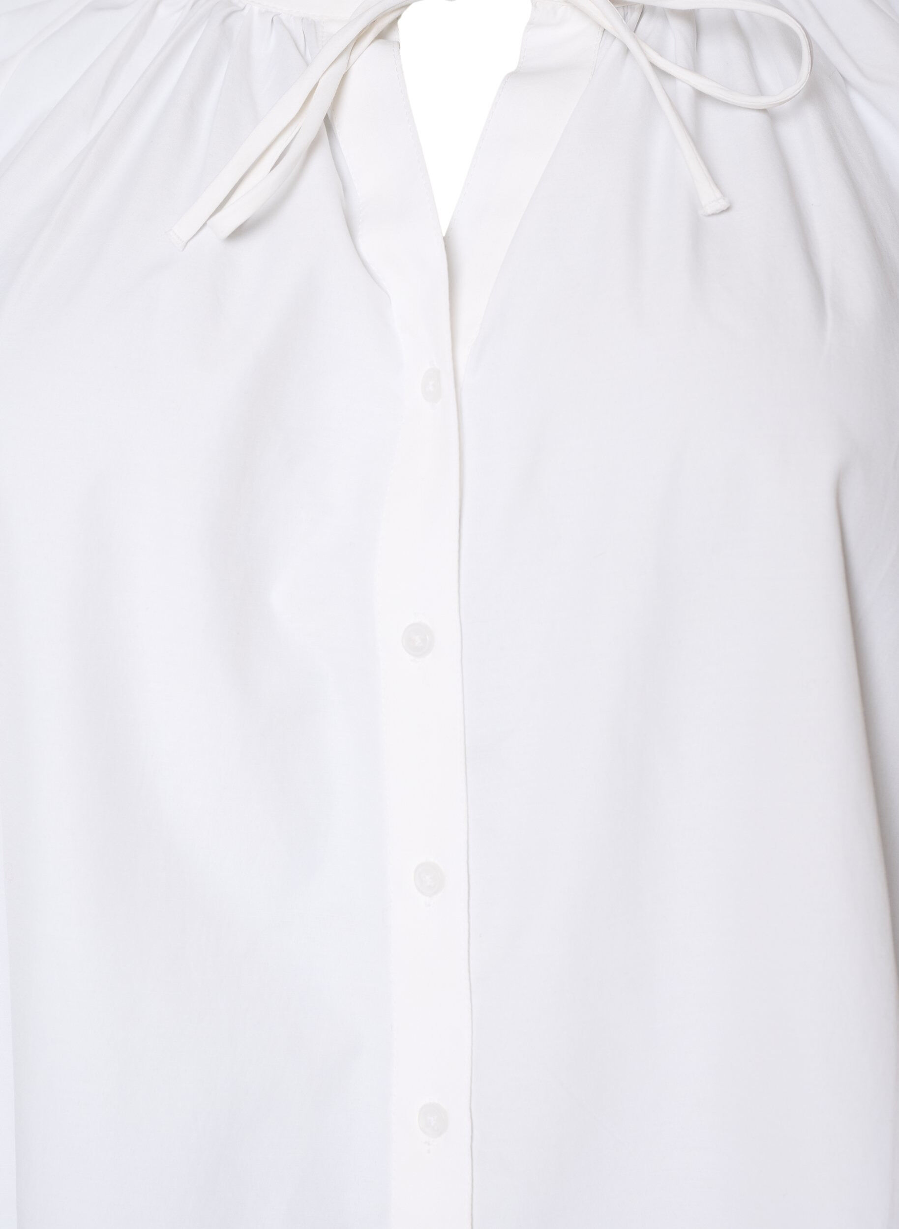 Zizzifashion Shirt blouse with button fastening and tie-belt, White, Packshot image number 2