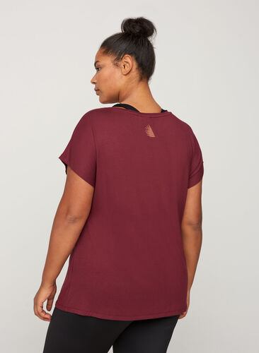 Sports t-shirt with print on the chest, Tawny Port, Model image number 1