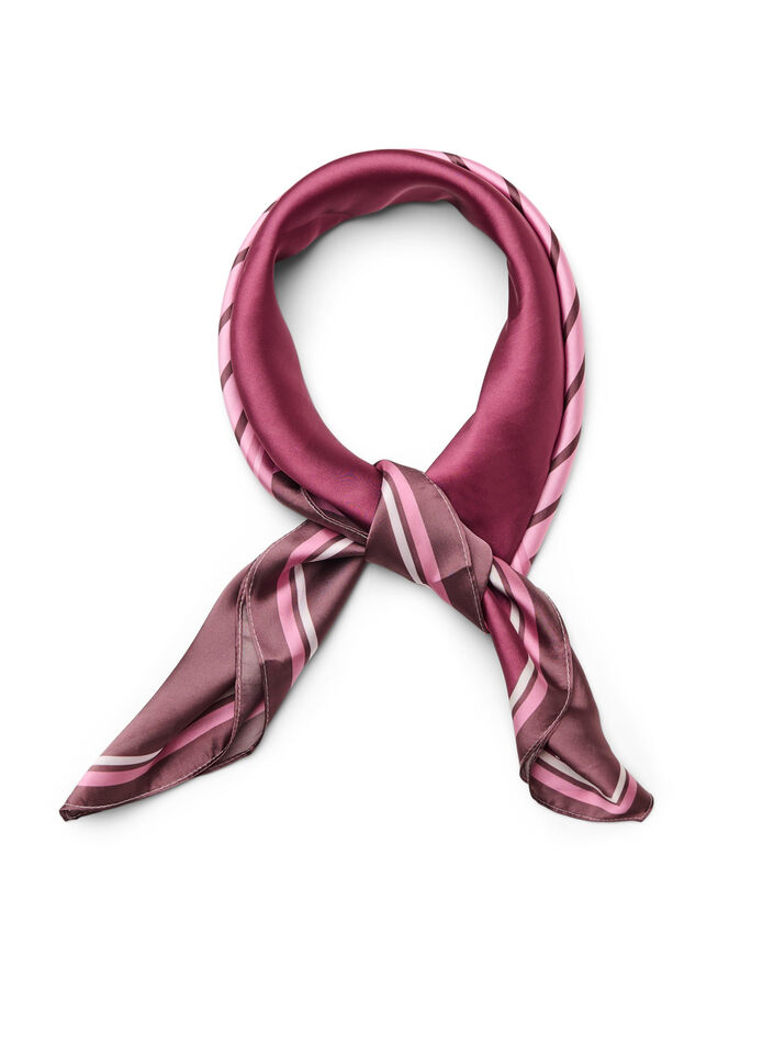 Square scarf in a satin-look with a patterned design, Red, Packshot image number 0