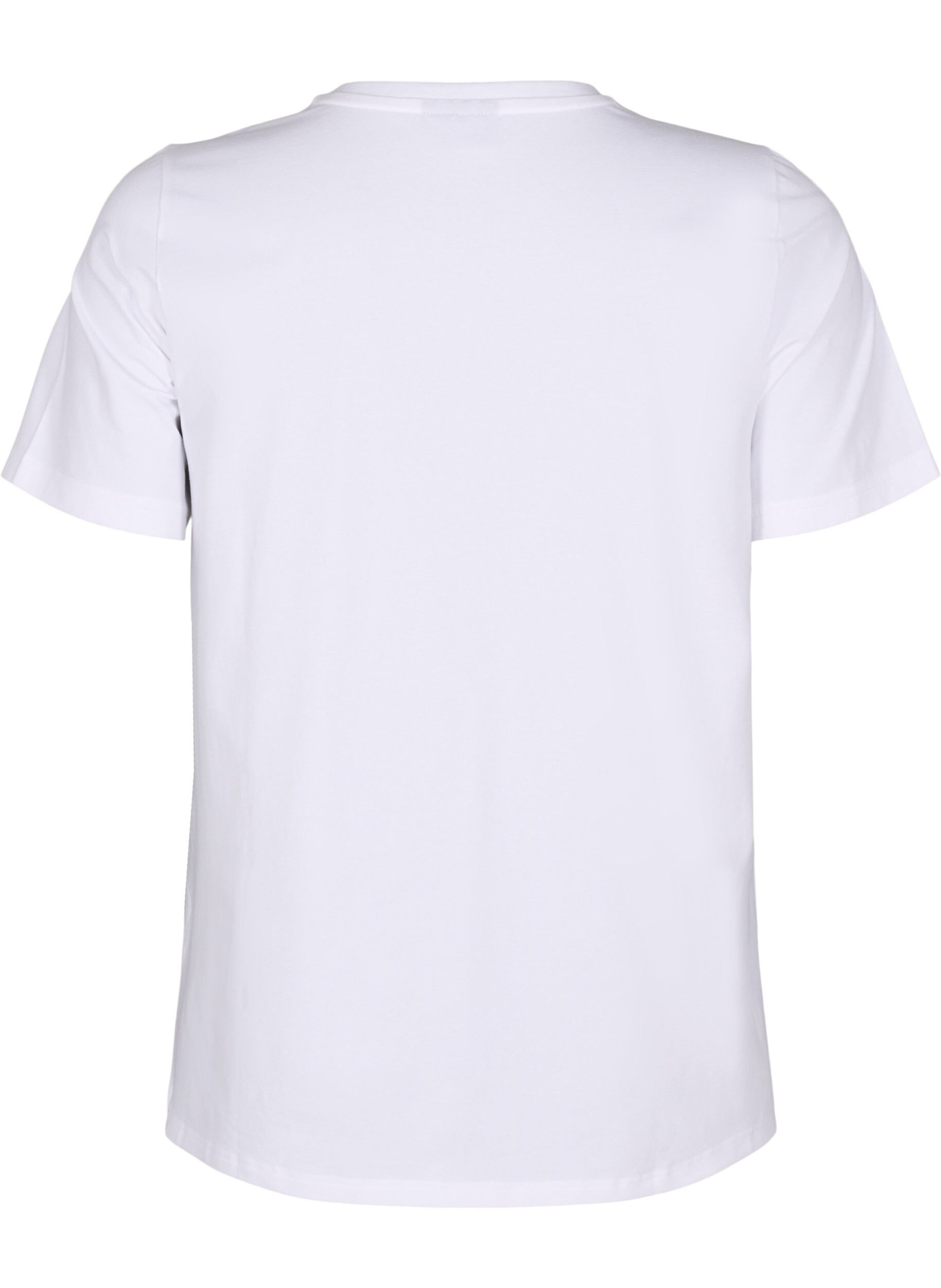 Zizzifashion T-shirt in organic cotton with a round neck, Bright White, Packshot image number 1