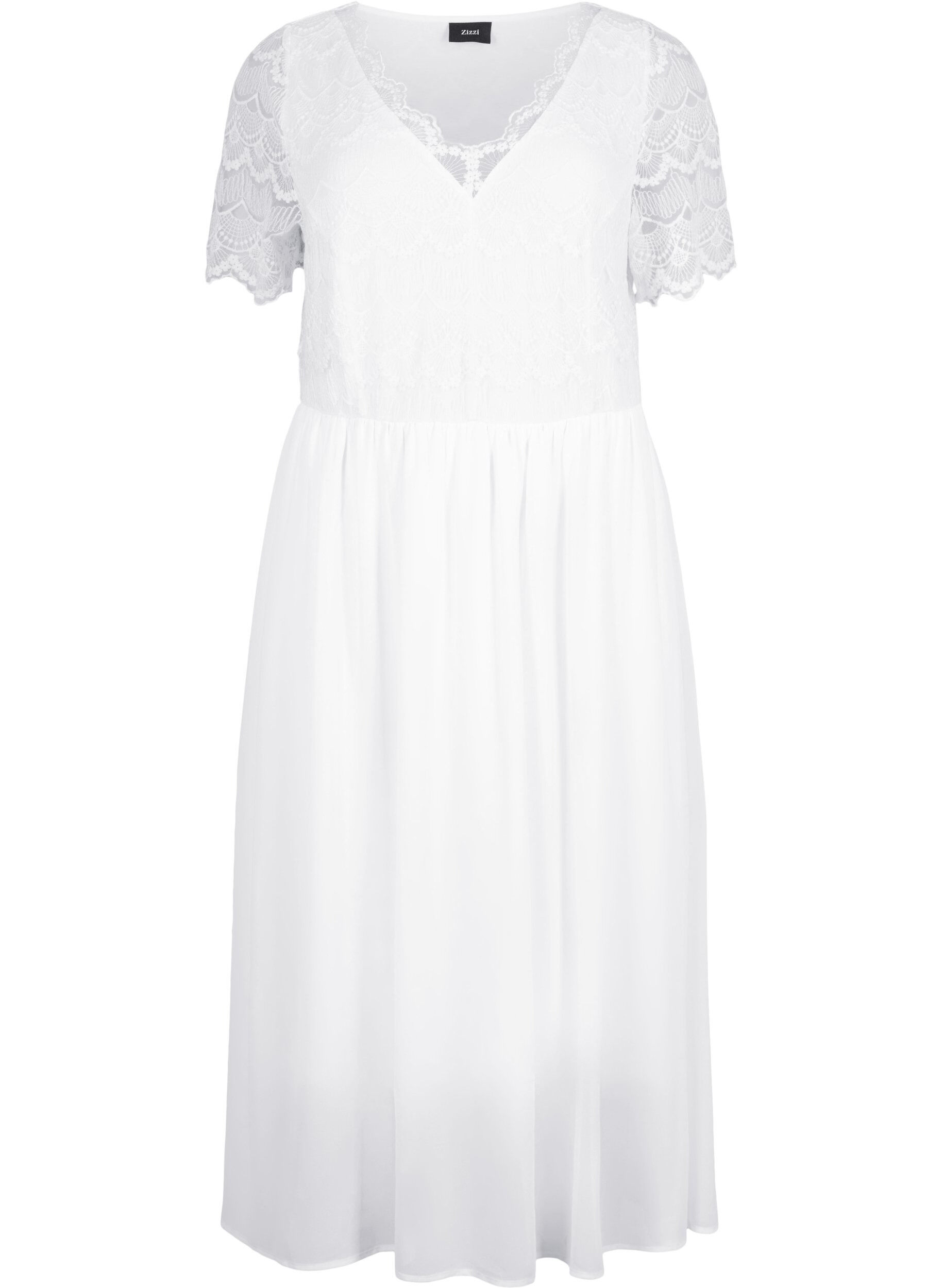 Zizzifashion Party dress with lace and an empire waist, Bright White, Packshot image number 0