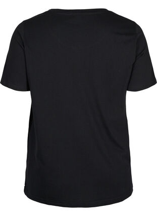 Organic cotton T-shirt with print detail, Black, Packshot image number 1