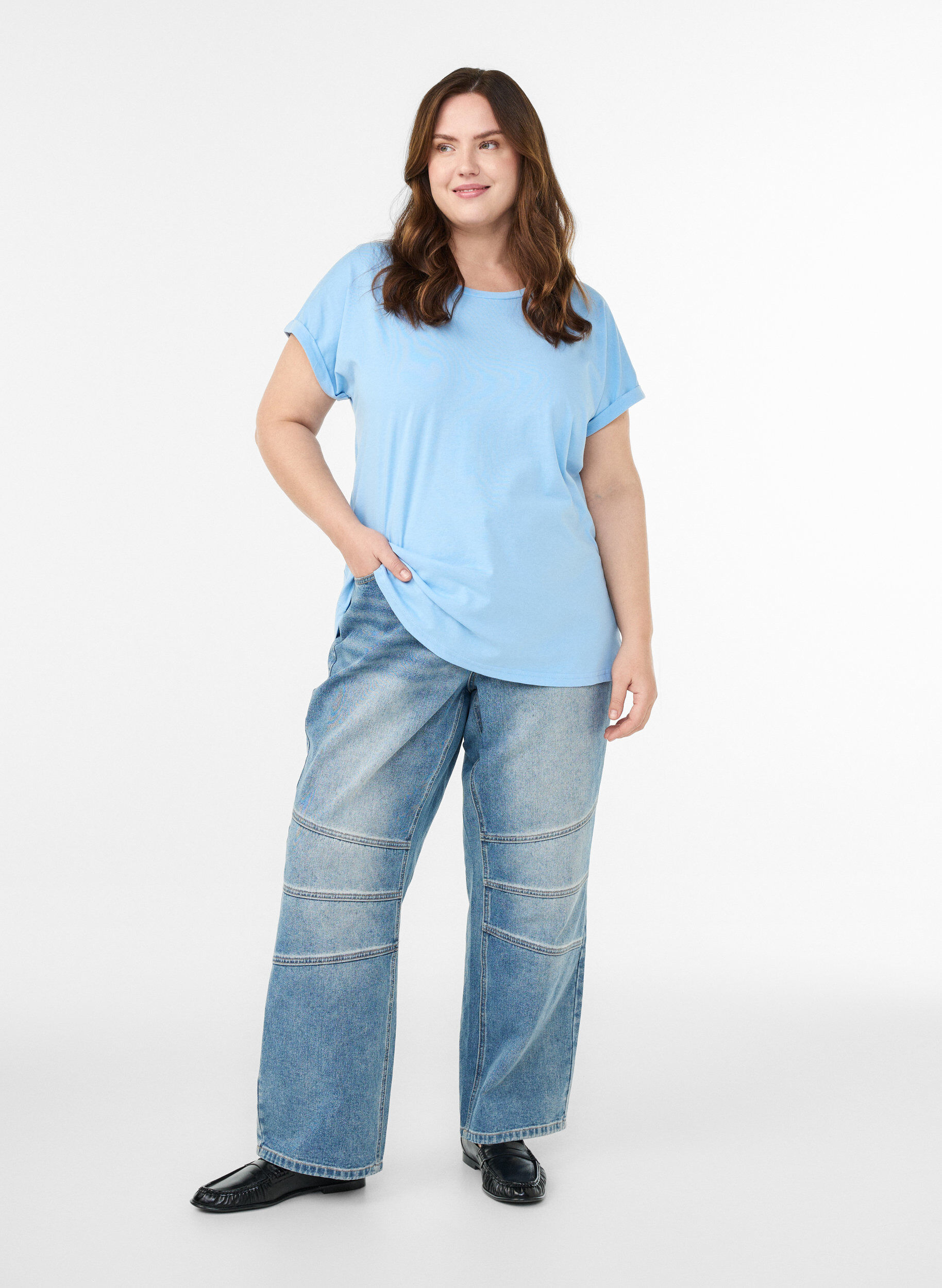 Zizzifashion Short-sleeved t-shirt in a cotton blend, Light Blue, Model image number 1