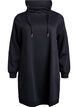 Short sweatshirt dress with high collar and pockets, Black, Packshot image number 0