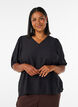 Viscose blouse with V-neck, Black, Model image number 0