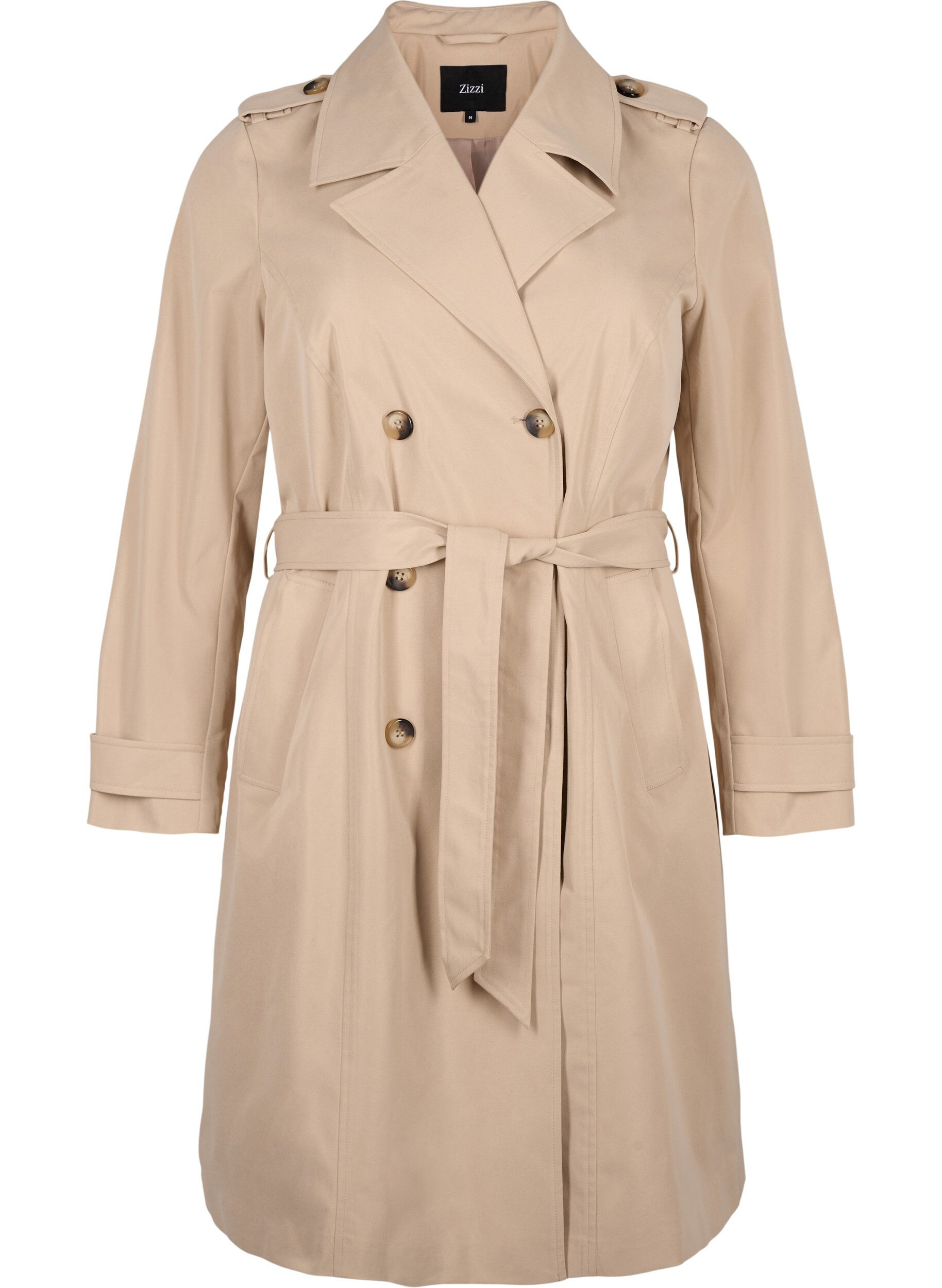 Zizzifashion Trench coat with pockets and belt, Nomad, Packshot image number 0