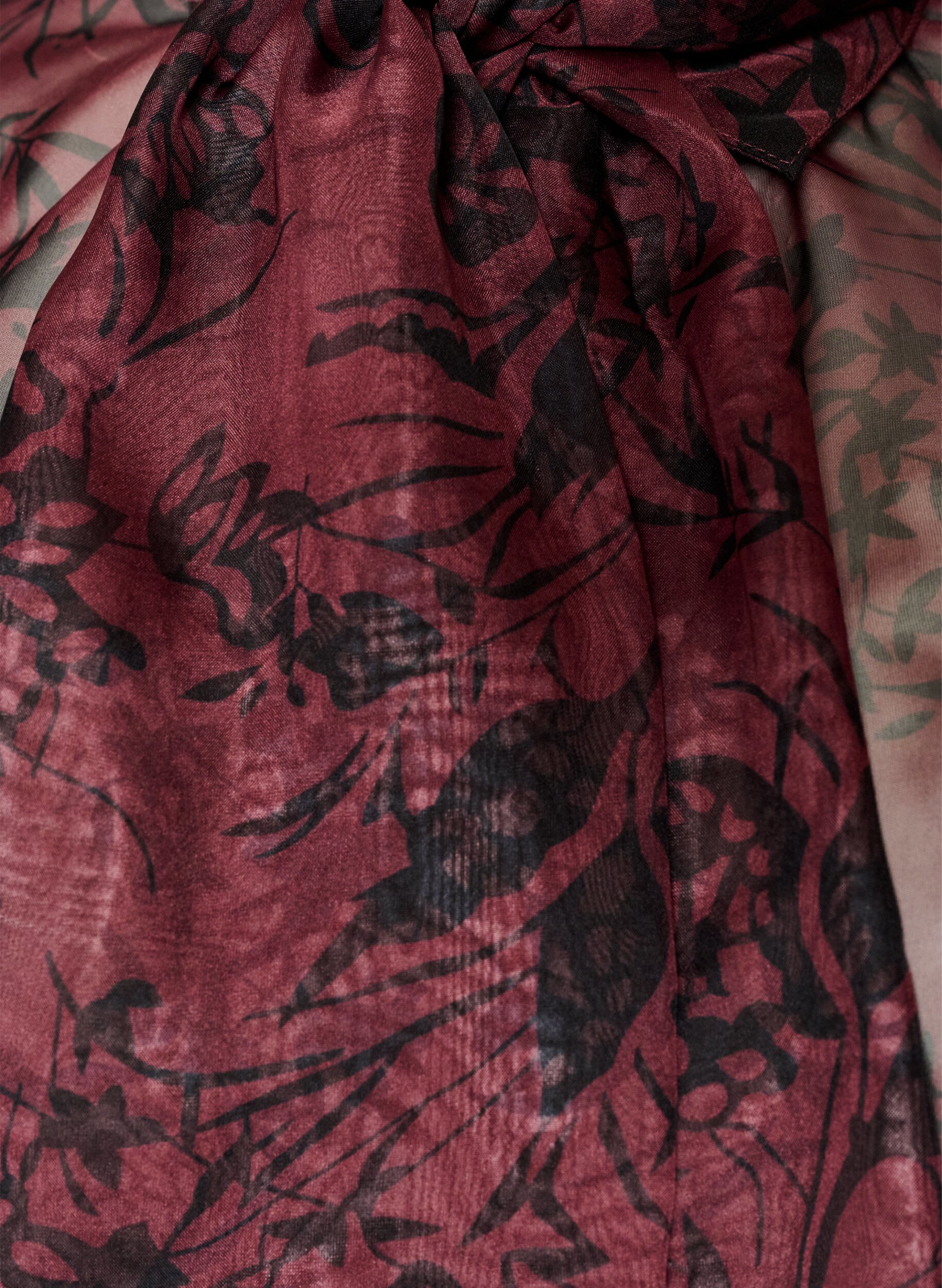 ZizzifashionSheer shirt blouse with floral pattern and tie detail, Dark Bordeaux, Packshot image number 2