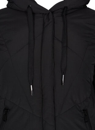 Short winter jacket with hood and pockets, Black, Packshot image number 2