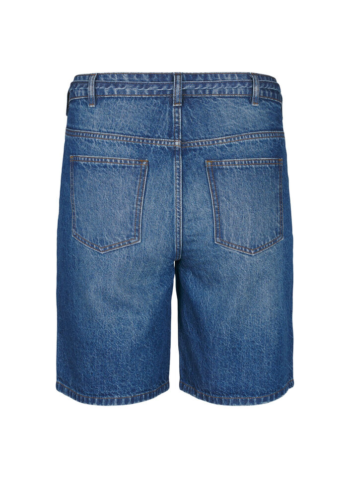 Straight fit denim shorts with tie belt, Blue, Packshot