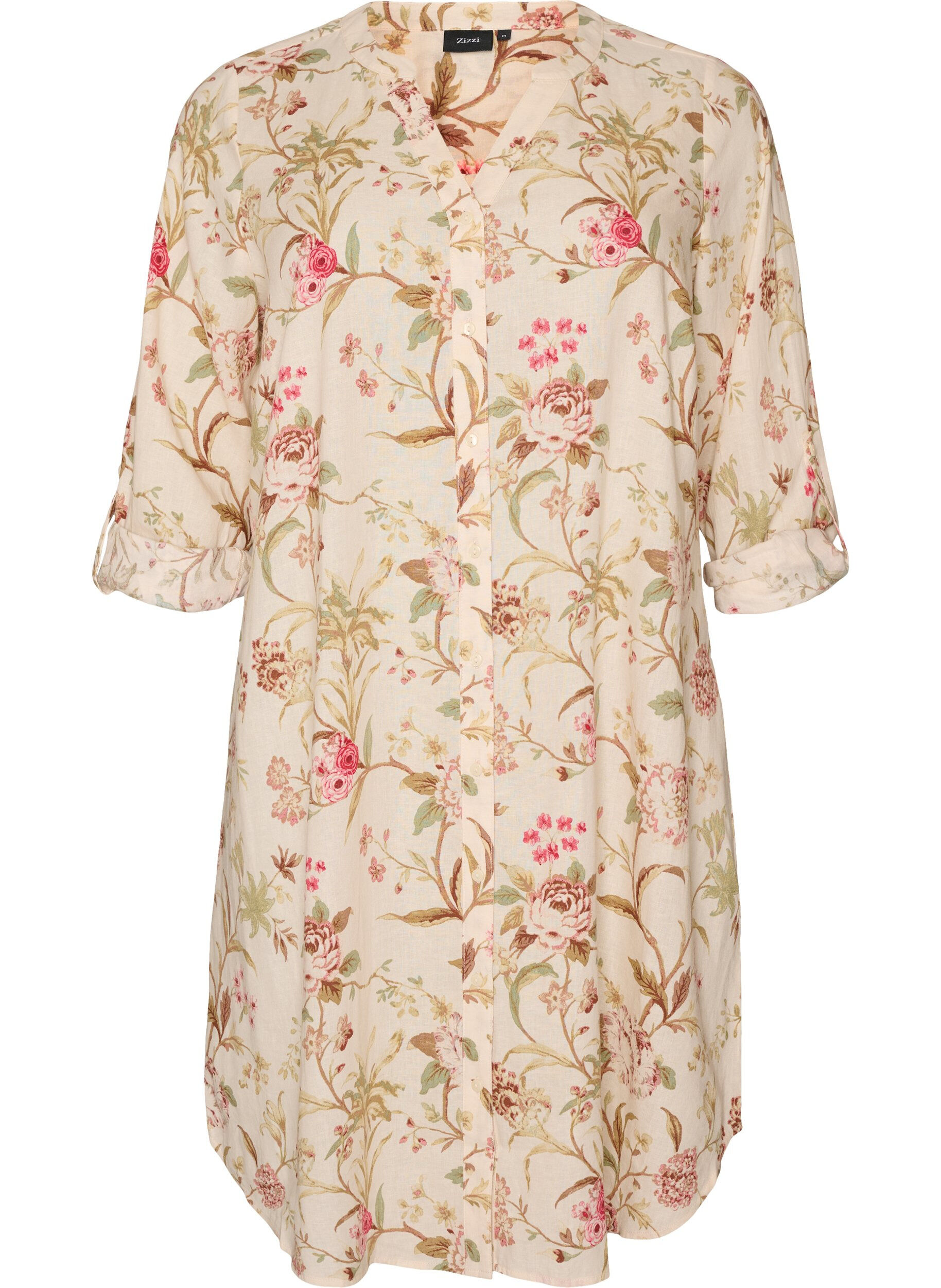 ZizzifashionLong shirt in linen and viscose, Vanilla, Packshot image number 0