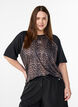 Workout t-shirt with leopard print and raglan sleeves, Brown, Model image number 0