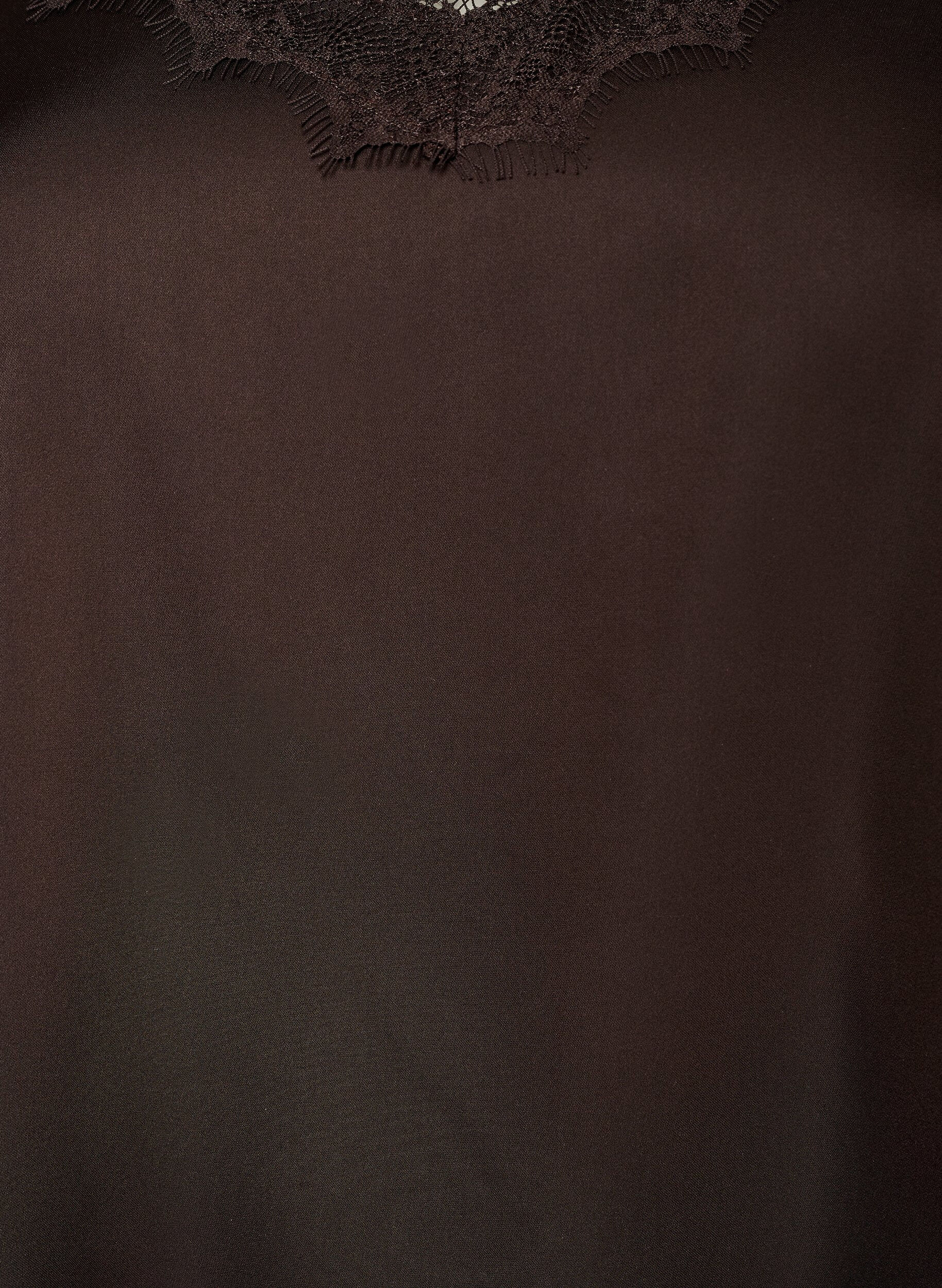 Zizzifashion Satin top with lace trim and asymmetric hem, Brown, Packshot image number 2