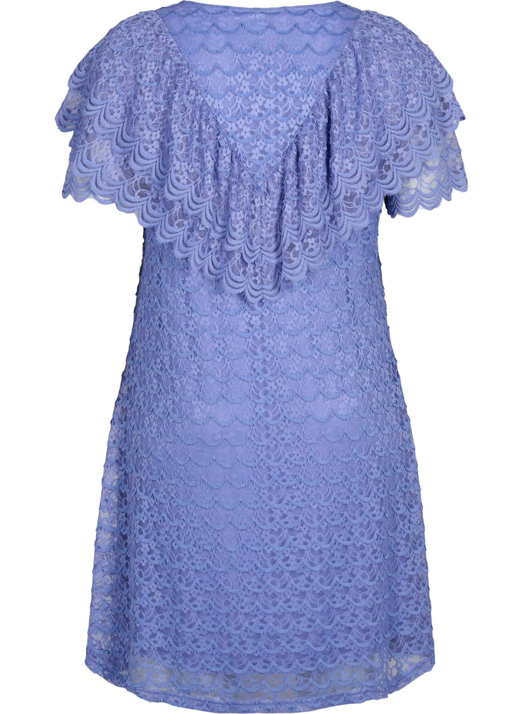 Zizzifashion Short-sleeved blonde dress with wide frills, Lavender Violet, Packshot image number 1