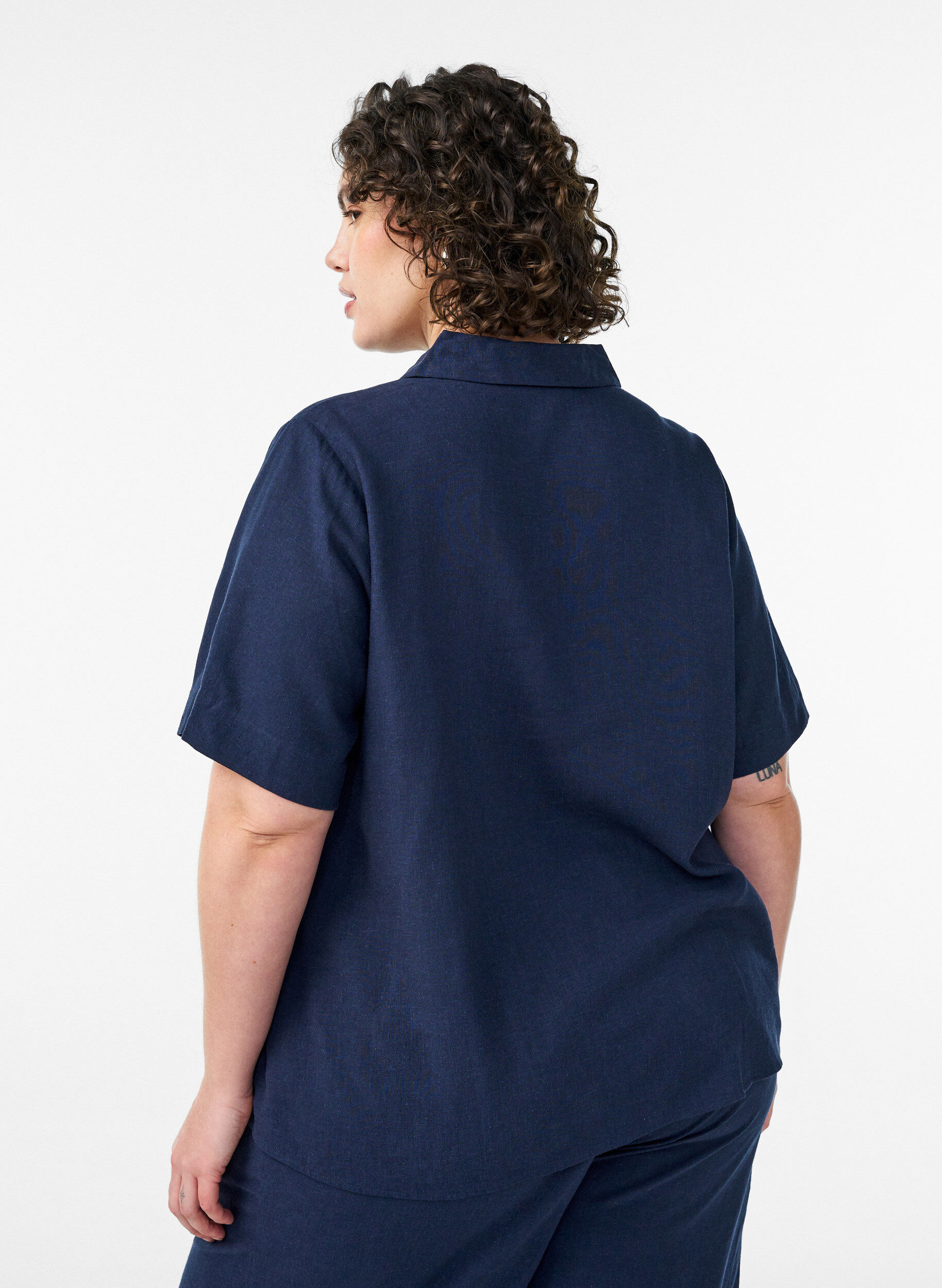 Zizzifashion Short-sleeved shirt in linen and viscose, Blue, Model image number 2