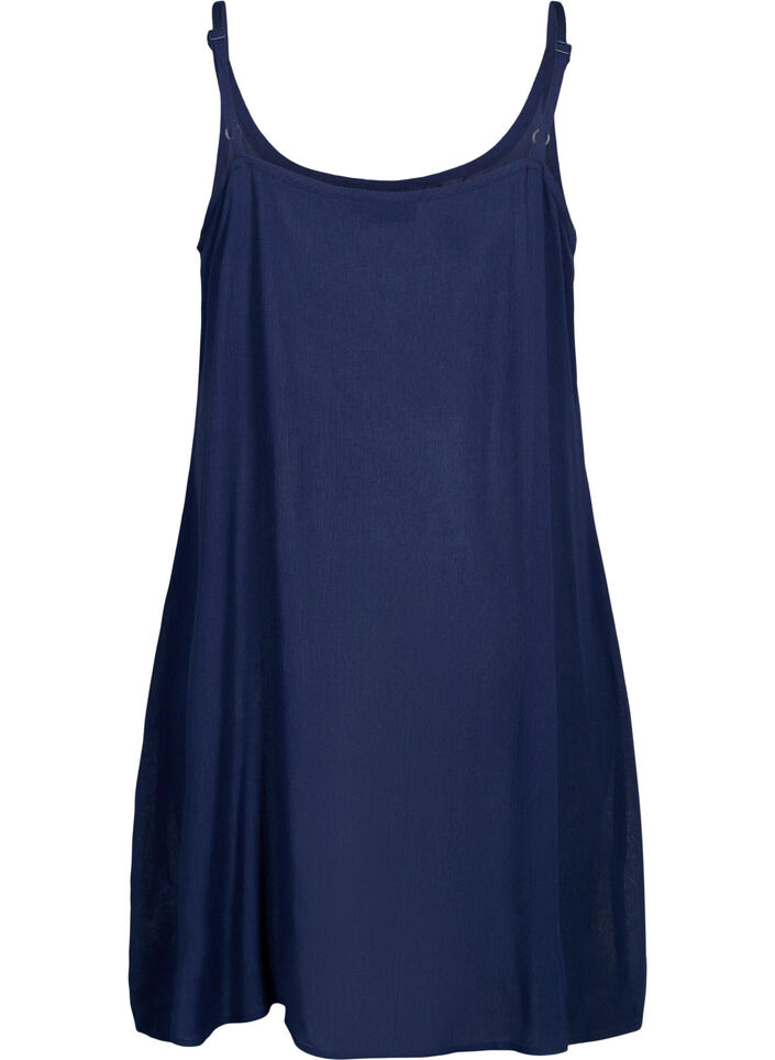 Solid colour strap dress in viscose, Blue, Packshot image number 1
