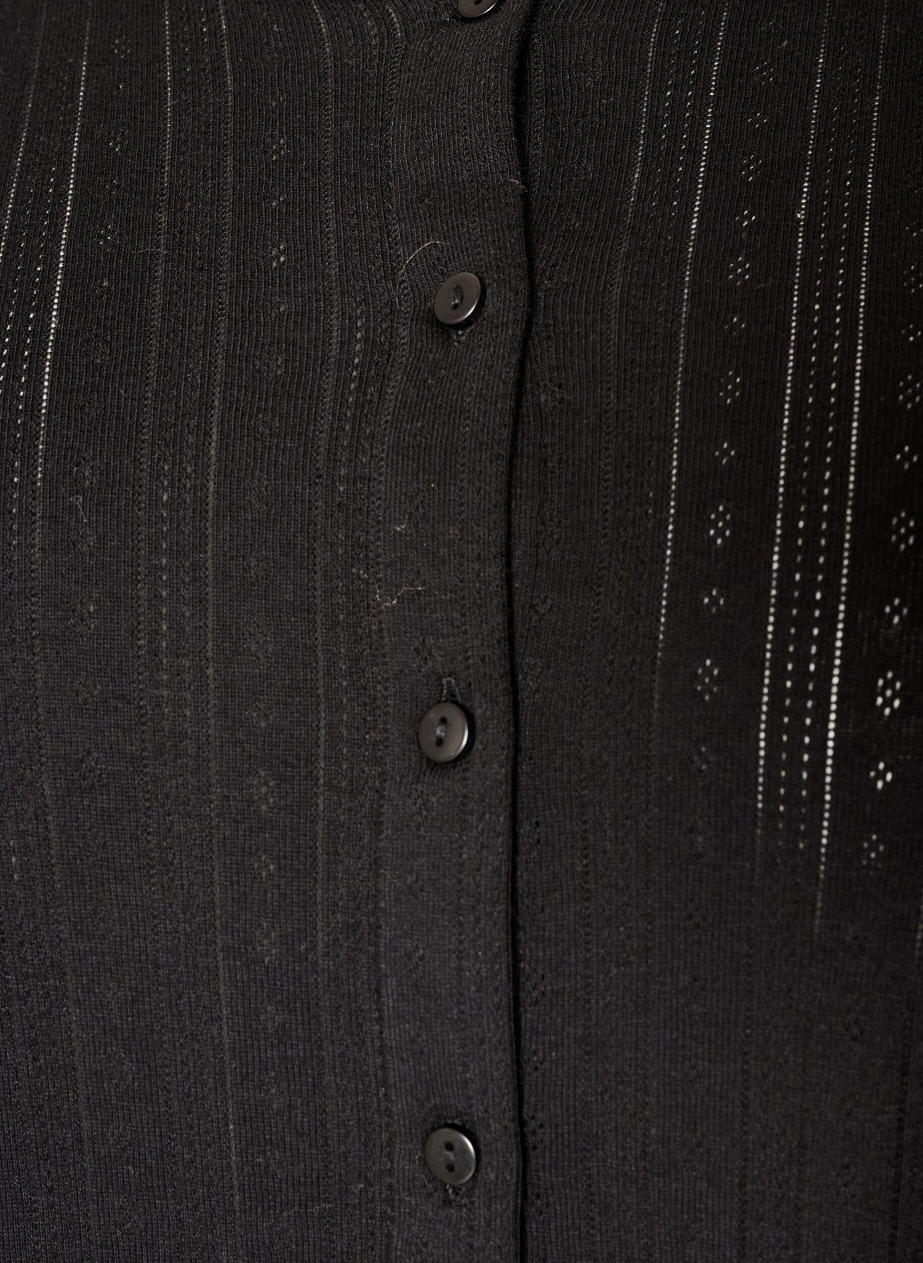 ZizzifashionCardigan in organic cotton with eyelet embroidery, Black, Packshot image number 2