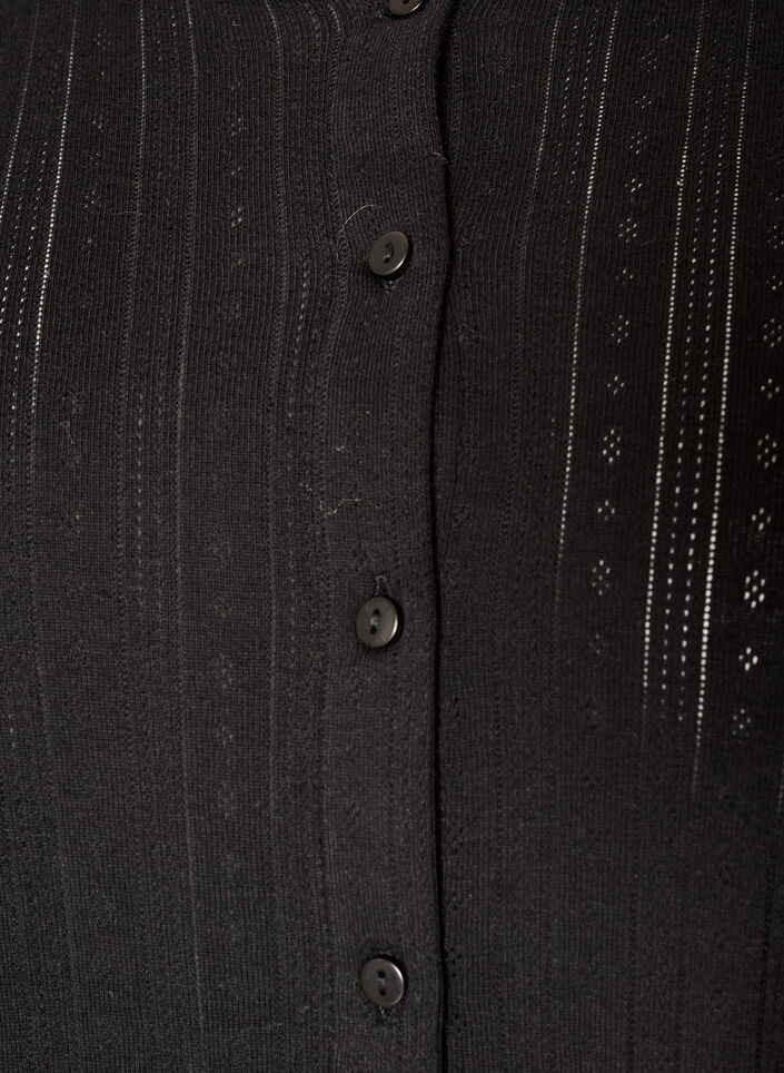 Cardigan in organic cotton with eyelet embroidery, Black, Packshot image number 2