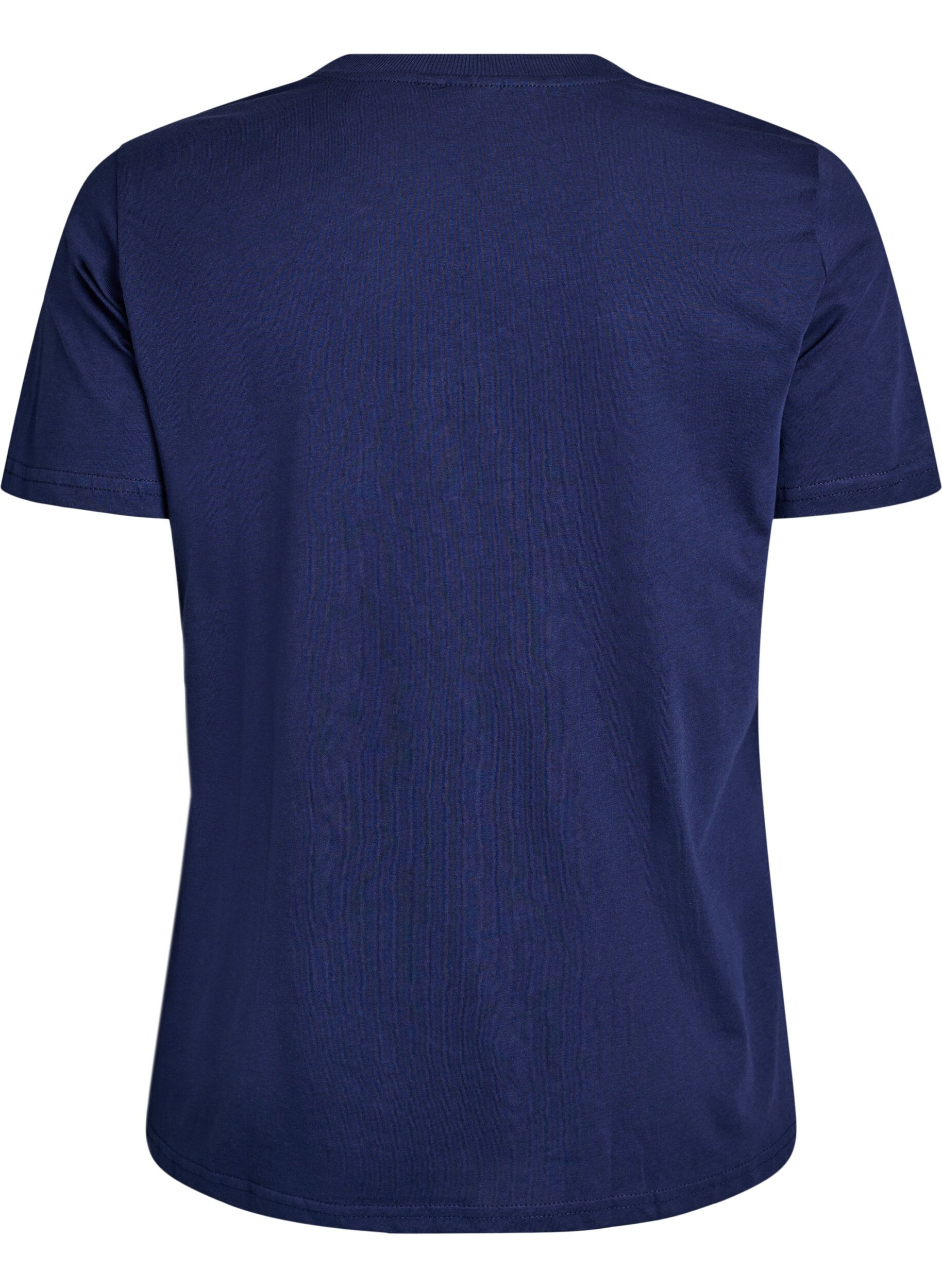 ZizzifashionBasic cotton T-shirt with round neck, Blue, Packshot image number 1