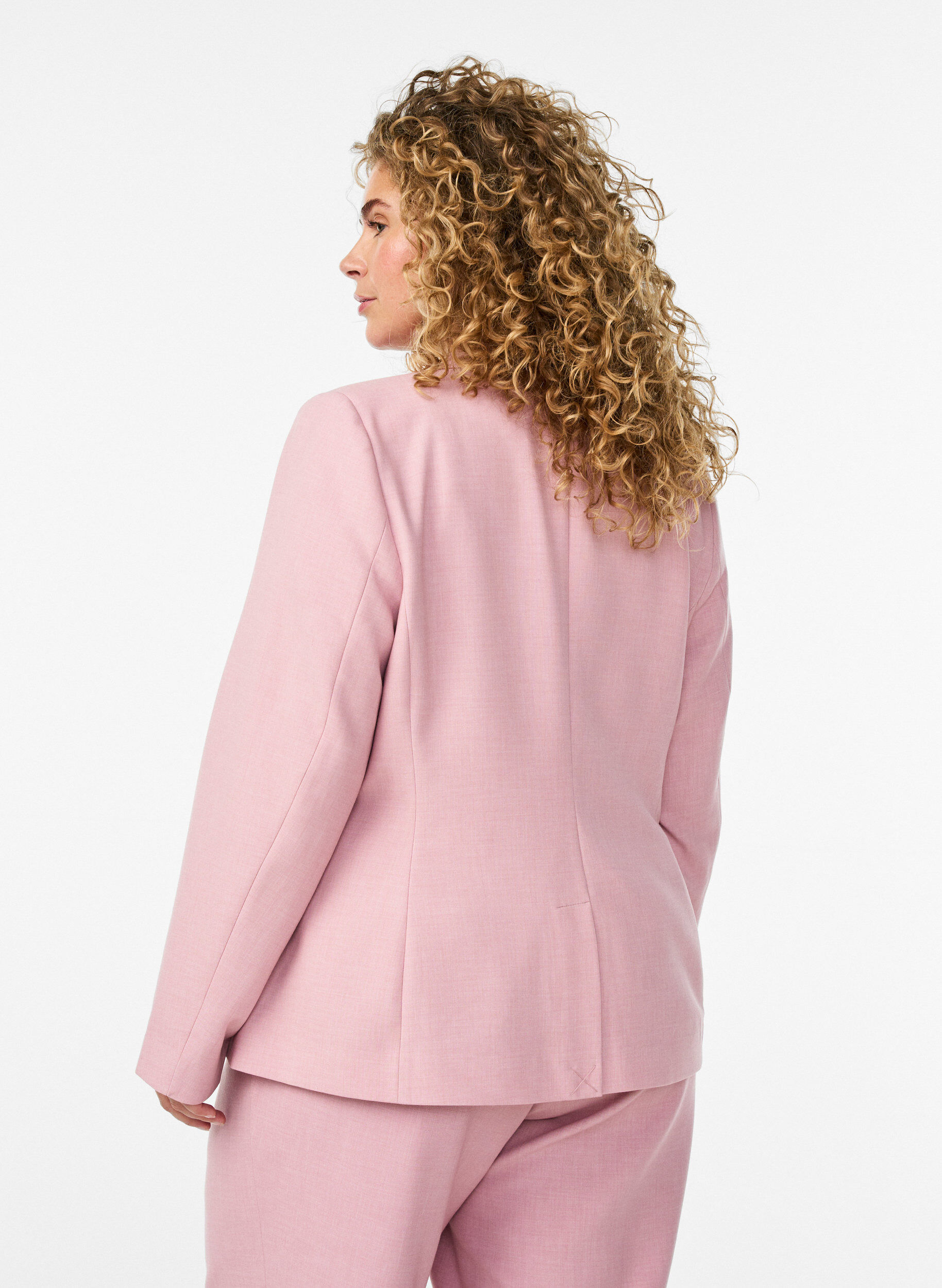 Zizzifashion Classic blazer with single button closure and pockets, Rose, Model image number 2