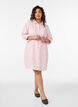 Shirt dress in cotton muslin with embroidered motifs, Rose, Model image number 1
