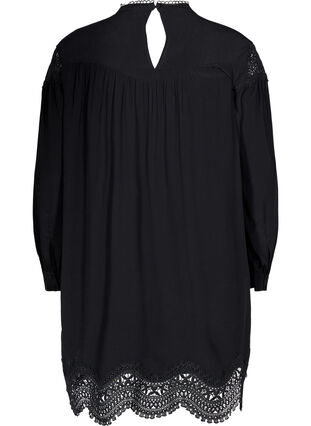 Dress in viscose with embroidered details, Black, Packshot image number 1