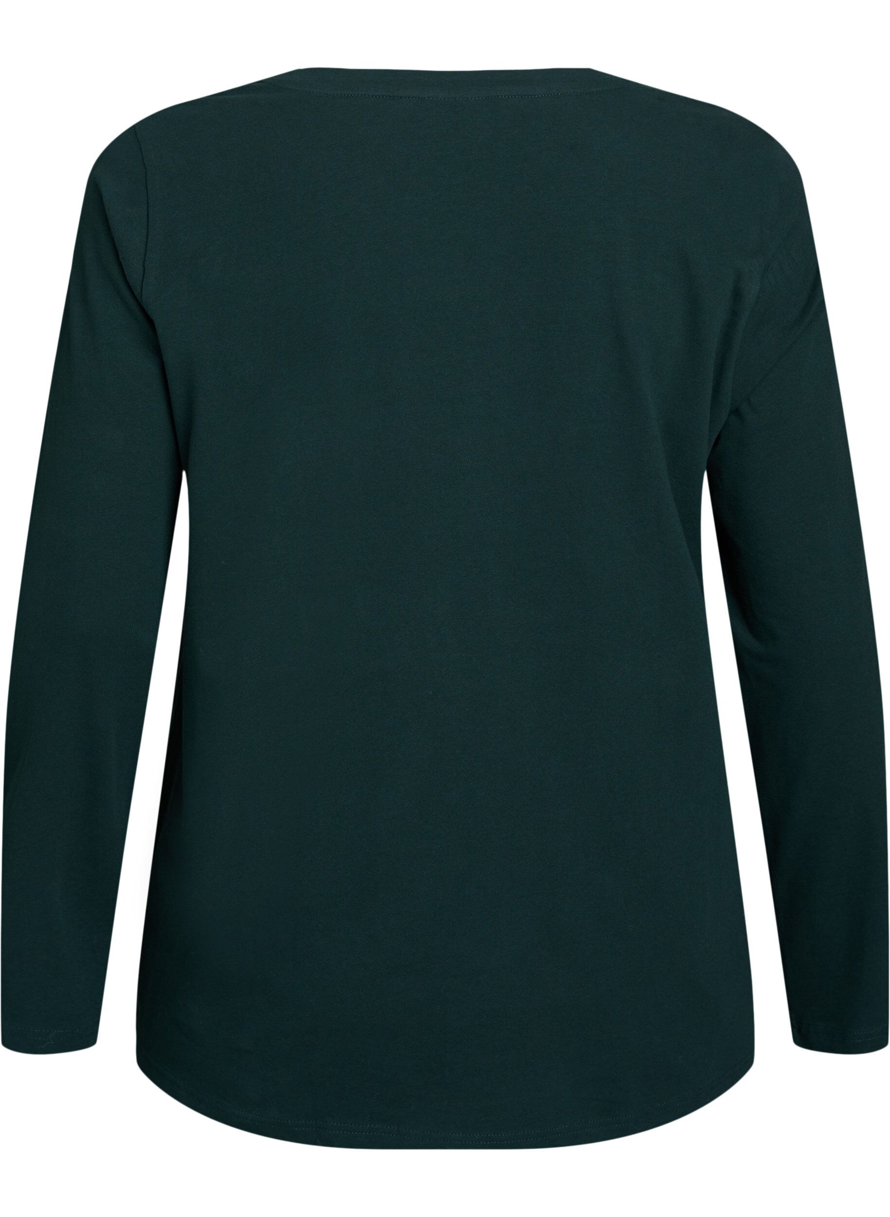 Zizzifashion Basic jersey blouse with long sleeves, Green, Packshot image number 1