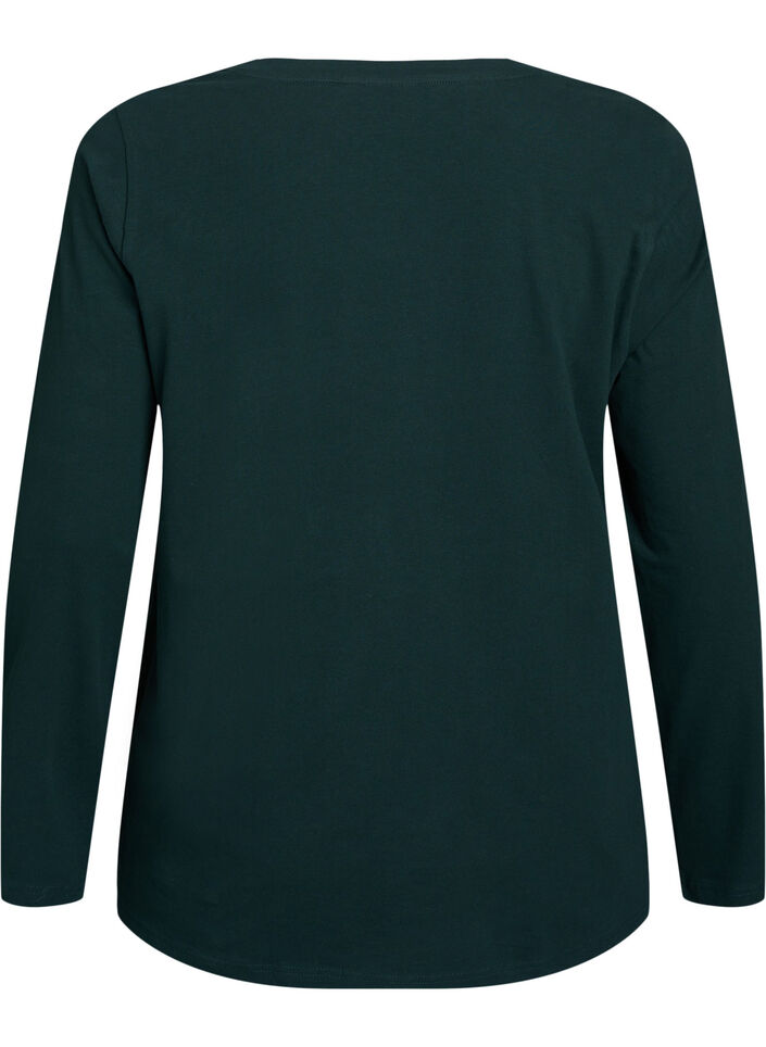 Basic jersey blouse with long sleeves, Green, Packshot image number 1