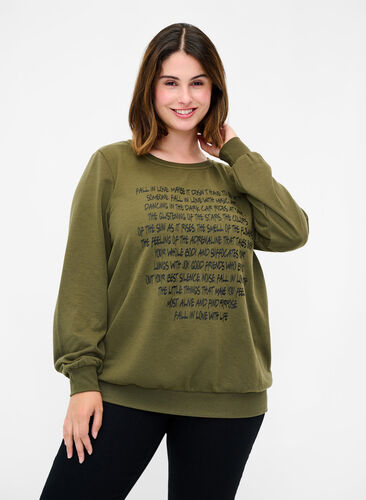 Sweatshirt with text print, Ivy G w. Black AOP, Model image number 0