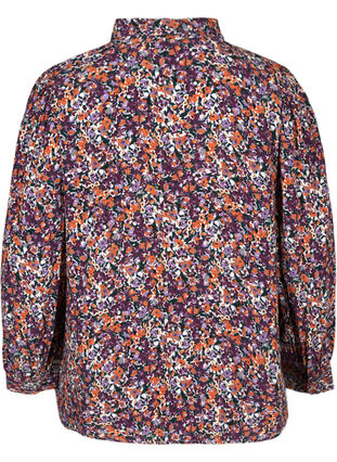 Floral viscose shirt, Purple flower AOP, Packshot image number 1