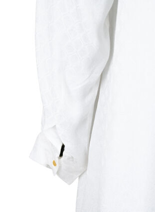 Viscose tunic with tone-on-tone pattern, Bright White, Packshot image number 3