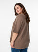 Structured blouse with V-neckline, Walnut, Model image number 1