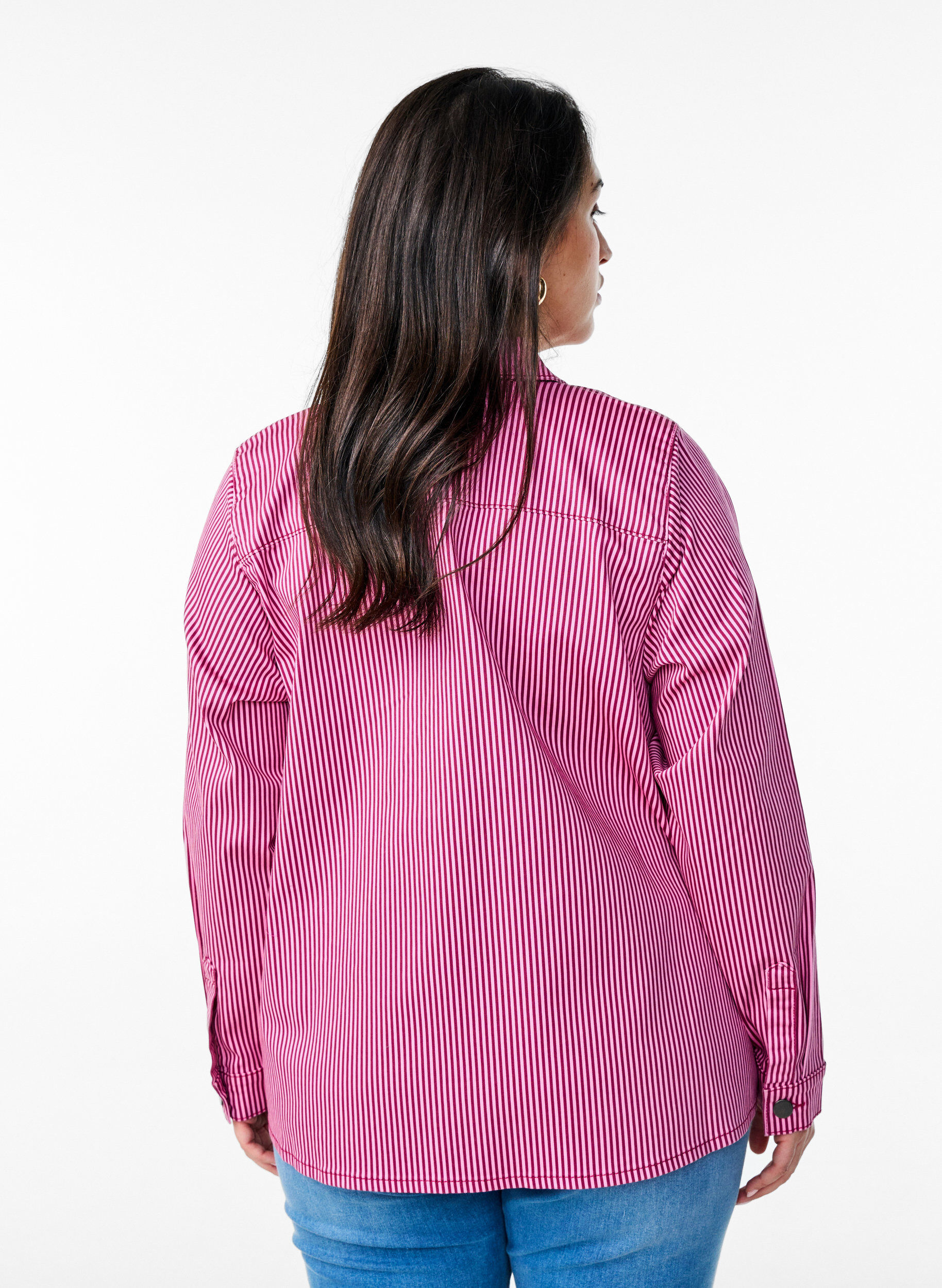 Zizzifashion Striped shirt with pockets, Red, Model image number 2