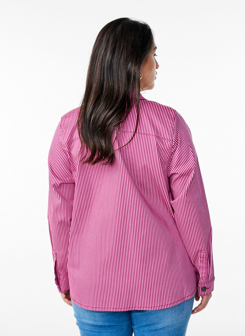 Striped shirt with pockets, Red, Model image number 2