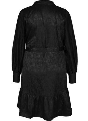 Long-sleeved, patterned wrap dress, Black, Packshot image number 1