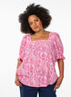 Viscose blouse with paisley print and a square neckline, Pink, Model image number 0