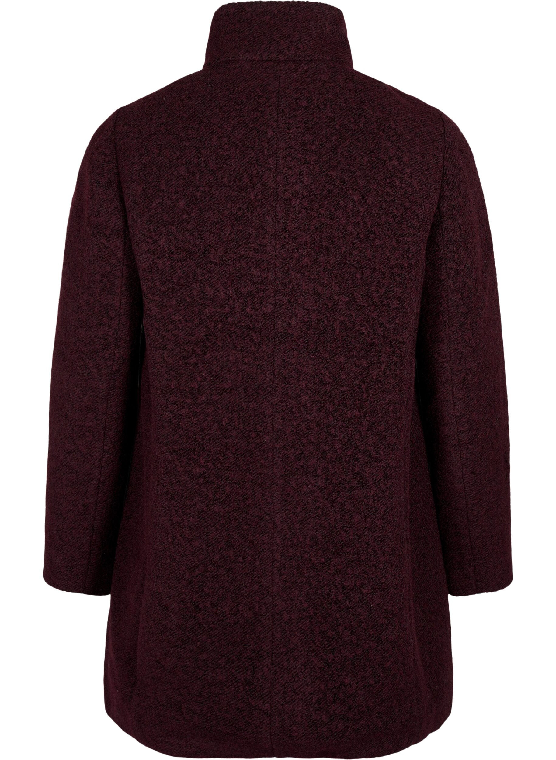 Zizzifashion Melange boucl&eacute; coat with zipper, Tawny Port Mel., Packshot image number 1