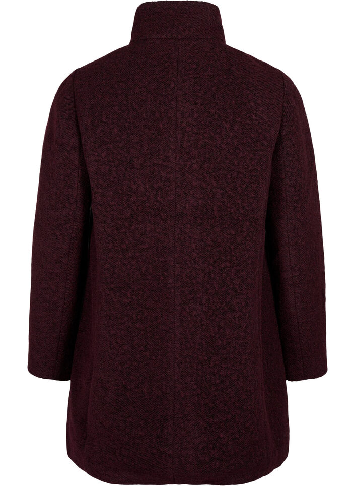 Melange bouclé coat with zipper, Tawny Port Mel., Packshot image number 1