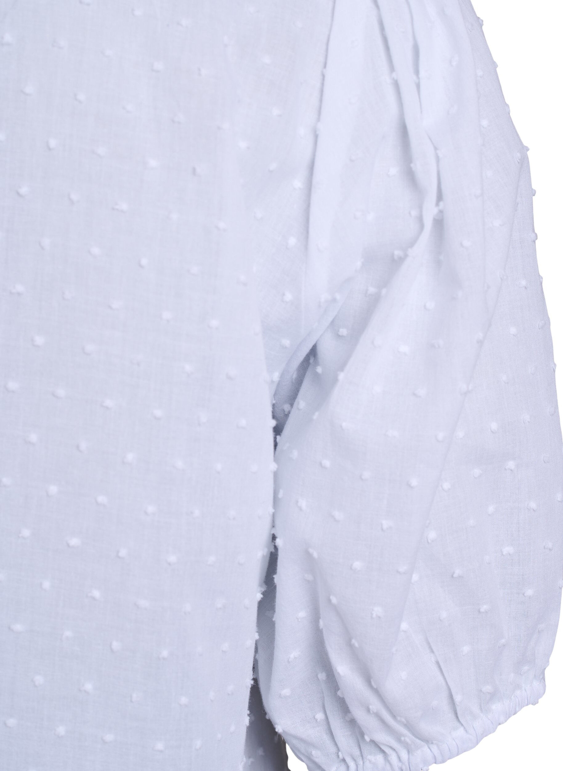 Zizzifashion Shirt blouse with tie string and dotted texture, White, Packshot image number 3