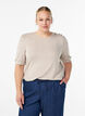 Blouse with button detail and short puff sleeves, Beige, Model image number 0