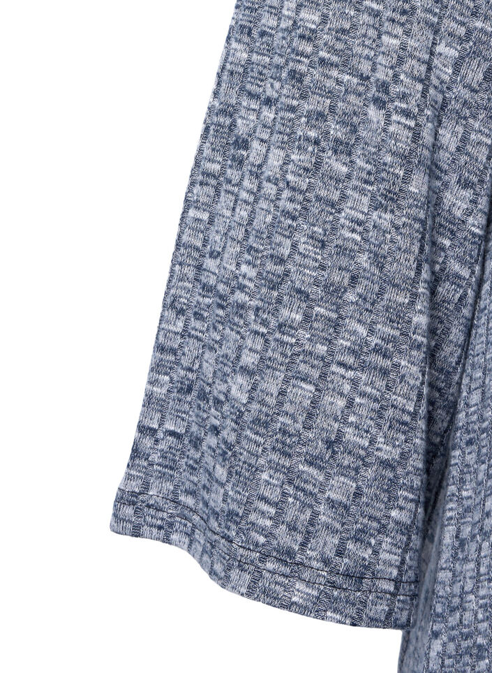 Melange blouse with round neck and 3/4 sleeves, Dress Blues Mel., Packshot image number 2