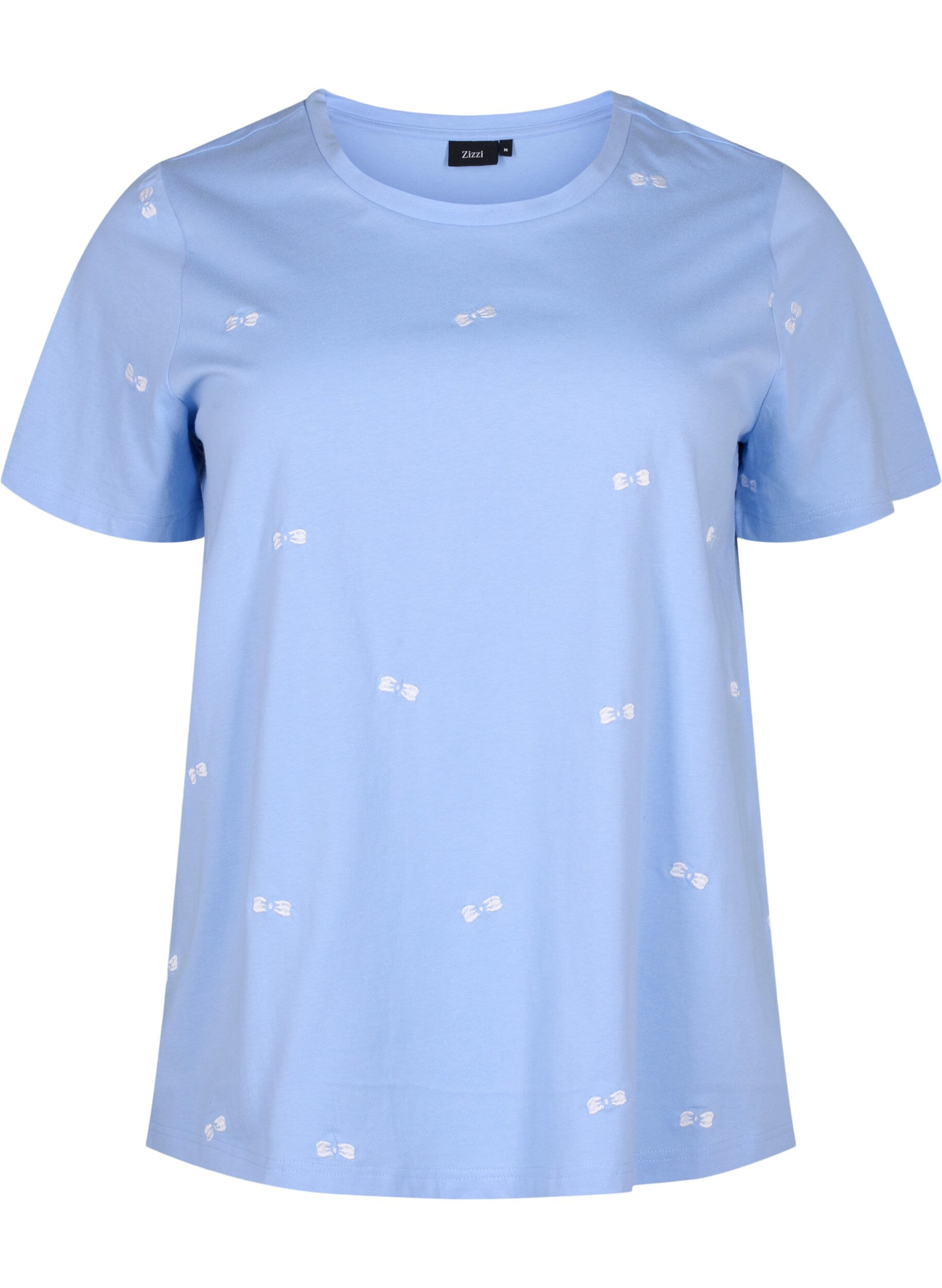 Zizzifashion Organic cotton T-shirt with bows, Serenity W. Bow Emb., Packshot image number 0