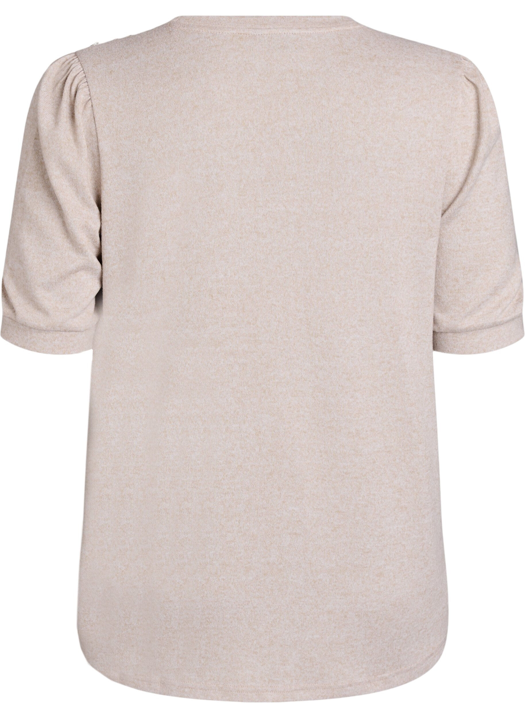 ZizzifashionBlouse with button detail and short puff sleeves, Beige, Packshot image number 1