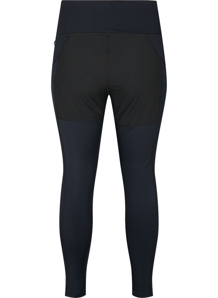Stretchy and durable exercise leggings with pockets, Black, Packshot image number 1
