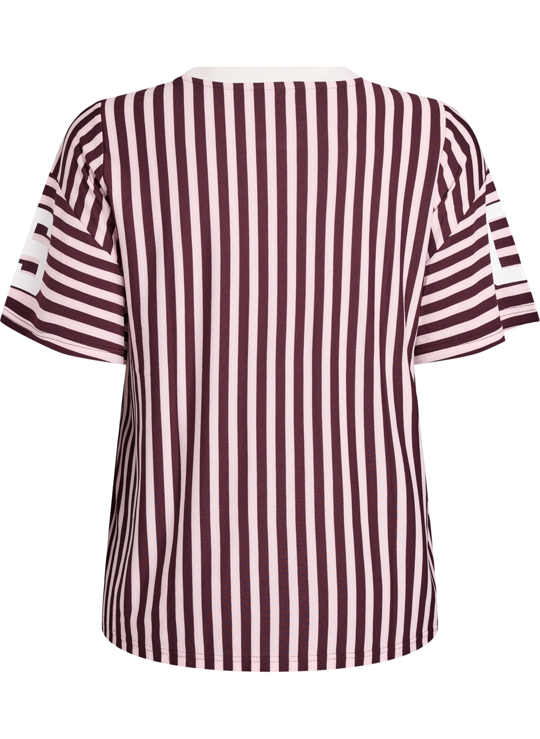 Zizzifashion T-shirt with stripes and sporty print, Dark Bordeaux, Packshot image number 1