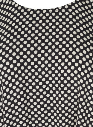 Short-sleeved viscose blouse with polka dots, Black w. White Dot, Packshot image number 2
