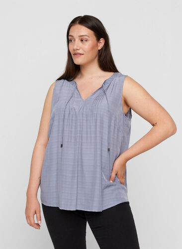 Sleeveless top with tie detail, Silver Bullet, Model image number 0