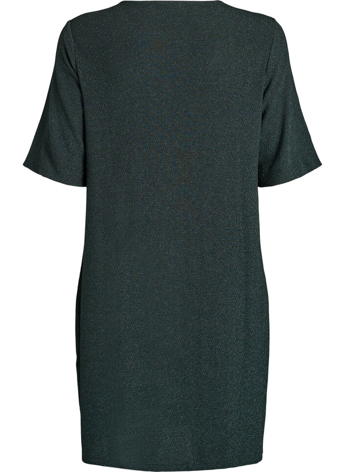 Short dress with a glitter pattern, Green, Packshot image number 1