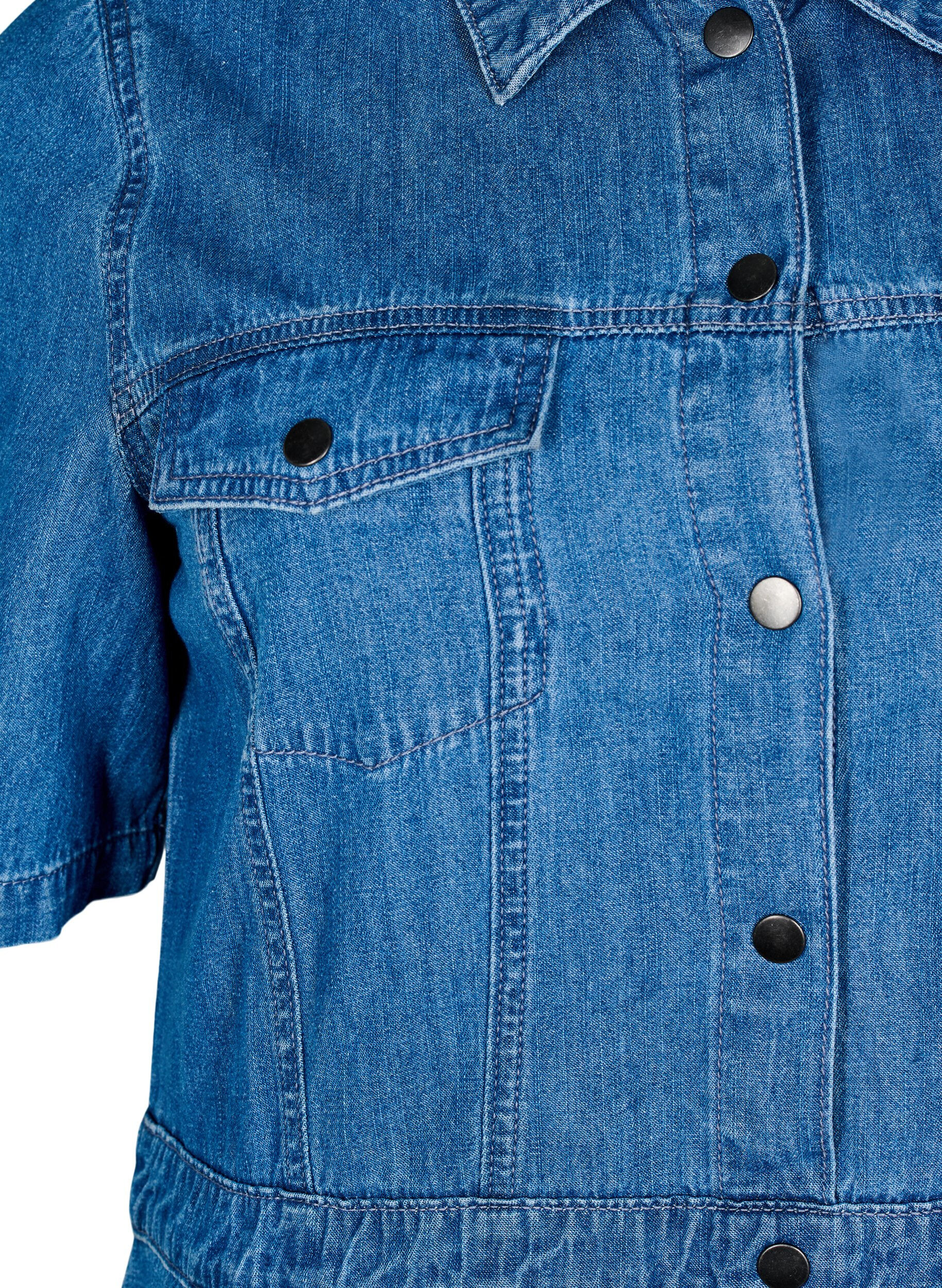 Zizzifashion Midi denim dress with buttons and short sleeves, Blue, Packshot image number 2