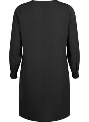 FLASH - Long sleeve dress with glitter, Black w. Silver , Packshot image number 1