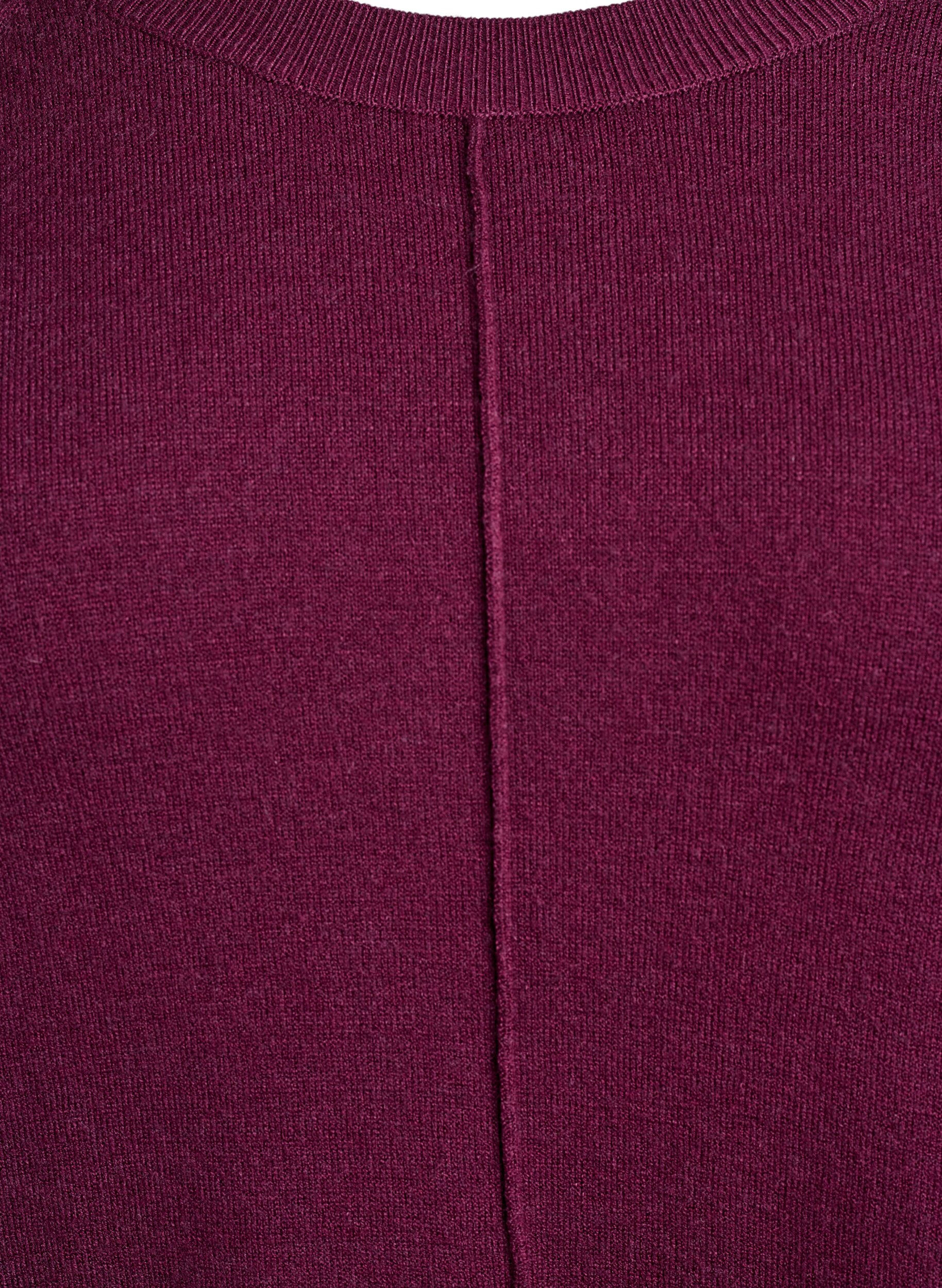 Zizzifashion Short knitted dress with raglan sleeves and a centre seam, Dark Bordeaux, Packshot image number 2